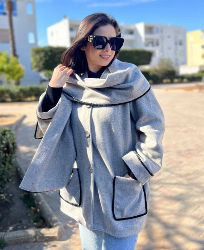 Manteau Coupe Ample avec Cache-col